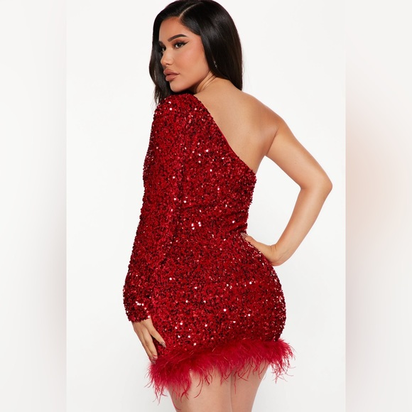 Red Sequin Party Dress - Picture 3 of 4